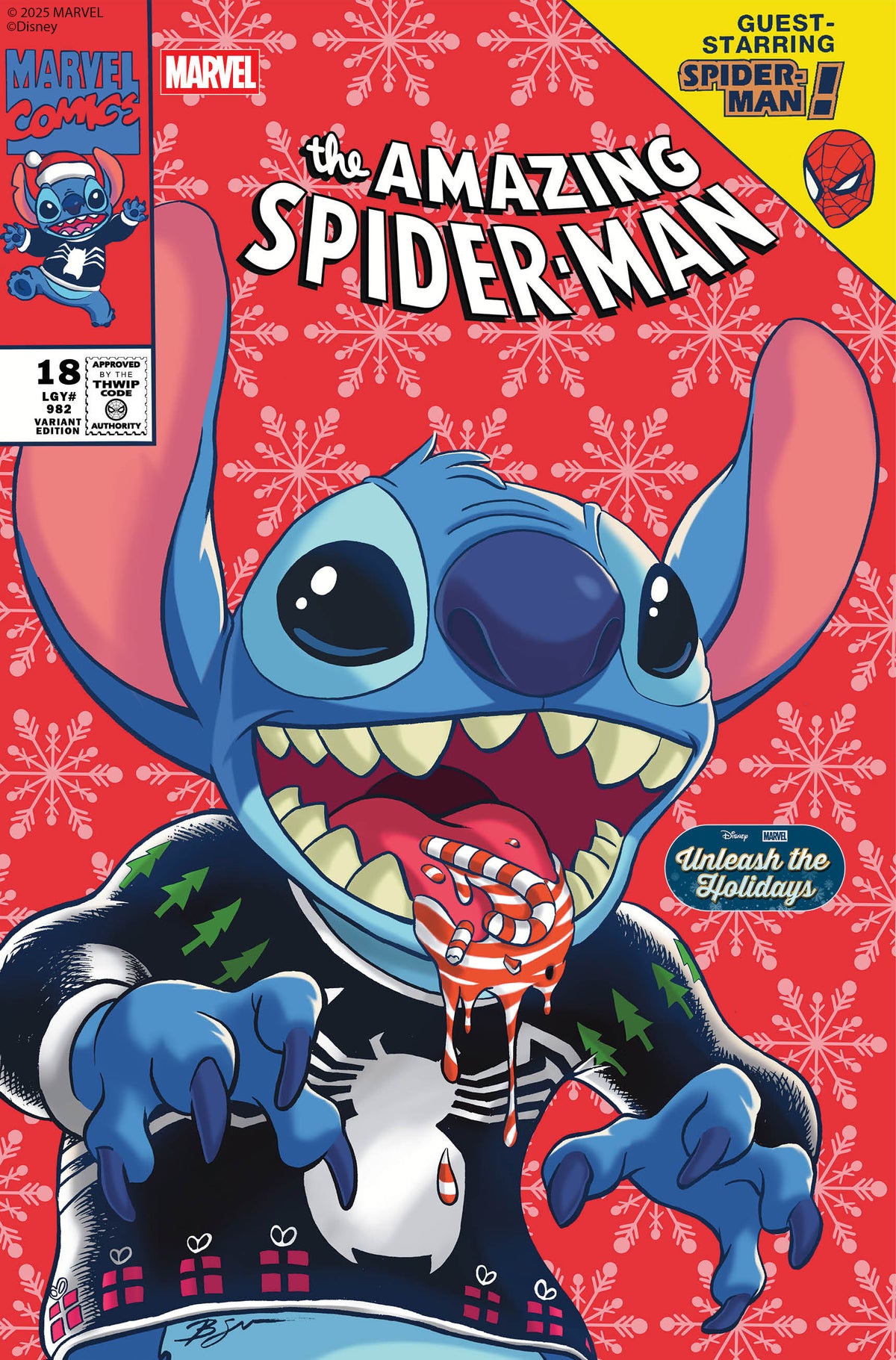 Stock Photo of  Amazing Spider-Man #18 Ben Su Disney Stitch Unleash The Holidays Variant Marvel Comics Comics sold by Stronghold Collectibles of Acadiana Lafayette, LA