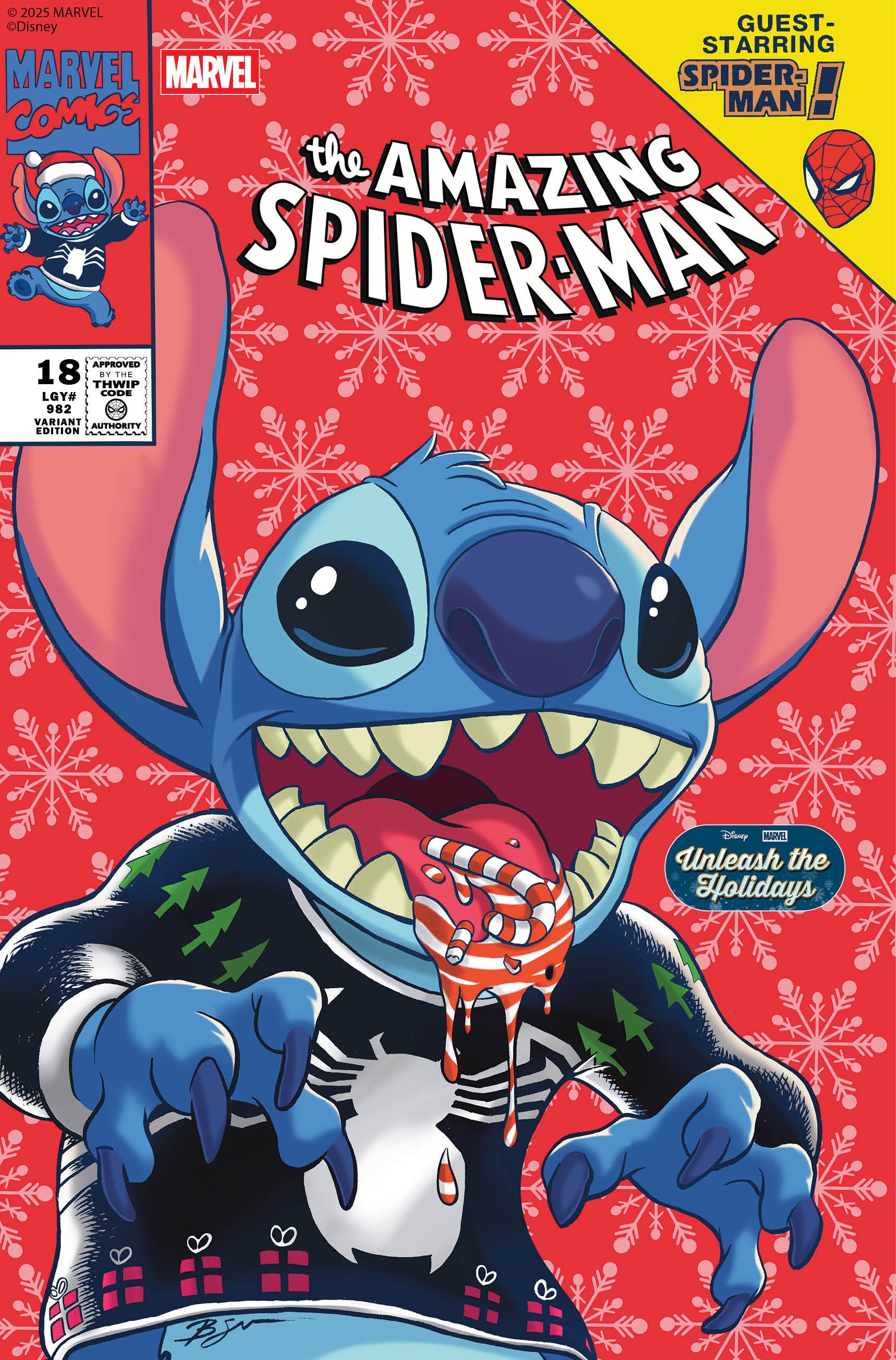 Stock Photo of  Amazing Spider-Man #18 Ben Su Disney Stitch Unleash The Holidays Variant Marvel Comics Comics sold by Stronghold Collectibles of Acadiana Lafayette, LA