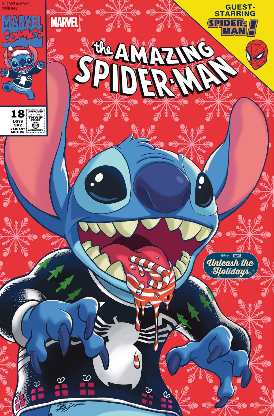 Stock Photo of  Amazing Spider-Man #18 Ben Su Disney Stitch Unleash The Holidays Variant Marvel Comics Comics sold by Stronghold Collectibles of Acadiana Lafayette, LA