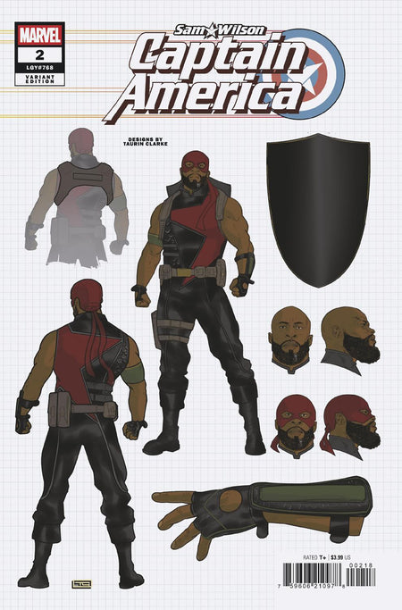 Stock Photo of Sam Wilson, Captain America #2 Taurin Clarke 1:10 Design Variant Marvel Comics Comics sold by Stronghold Collectibles of Acadiana Lafayette, LA