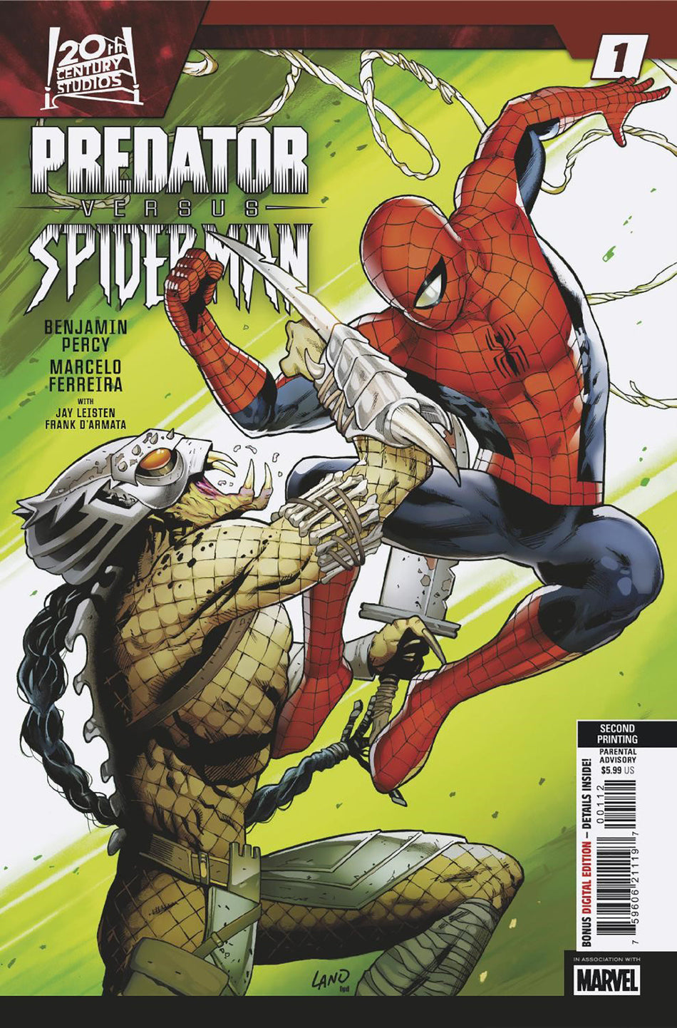 Stock Photo of Predator vs. Spider-Man #1 Greg Land 2nd Print Variant Marvel Comics Comics sold by Stronghold Collectibles of Acadiana Lafayette, LA