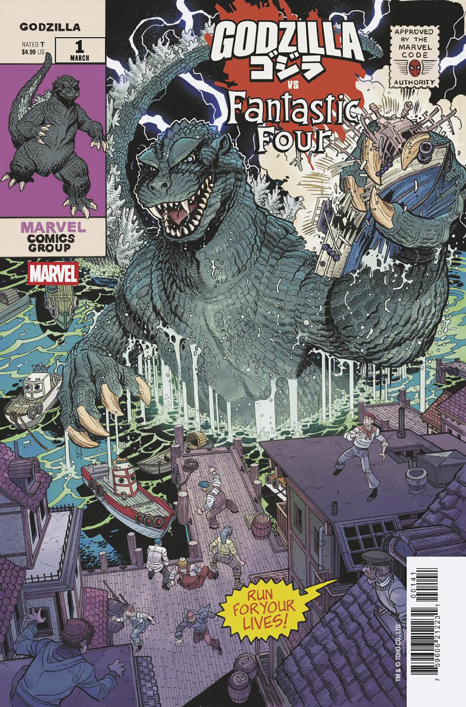 Stock Photo of Godzilla vs. Fantastic Four #1 Nick Bradshaw Monster Homage Variant Marvel Comics Comics sold by Stronghold Collectibles of Acadiana Lafayette, LA