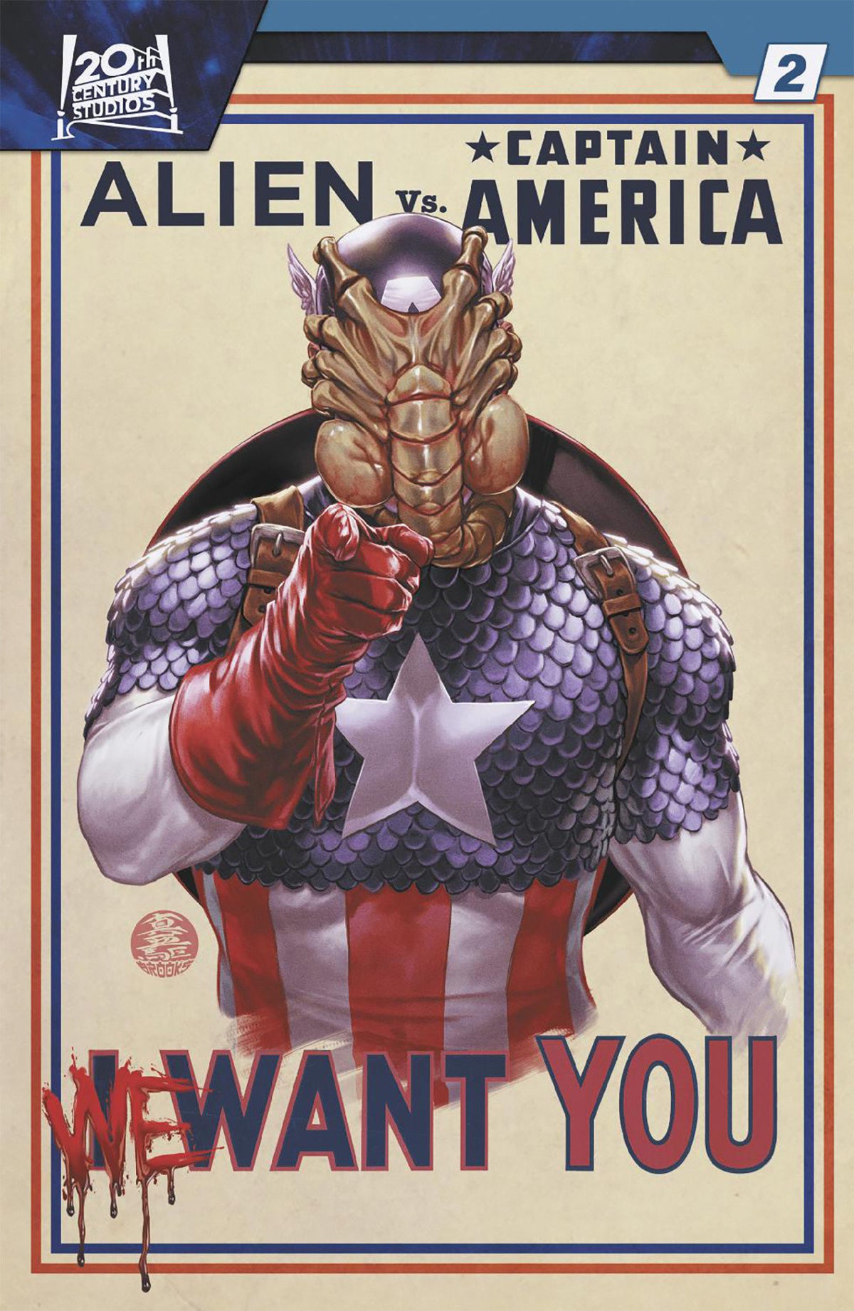 Stock Photo of  Alien vs. Captain America #2 Mark Brooks Variant Marvel Comics Comics sold by Stronghold Collectibles of Acadiana Lafayette, LA