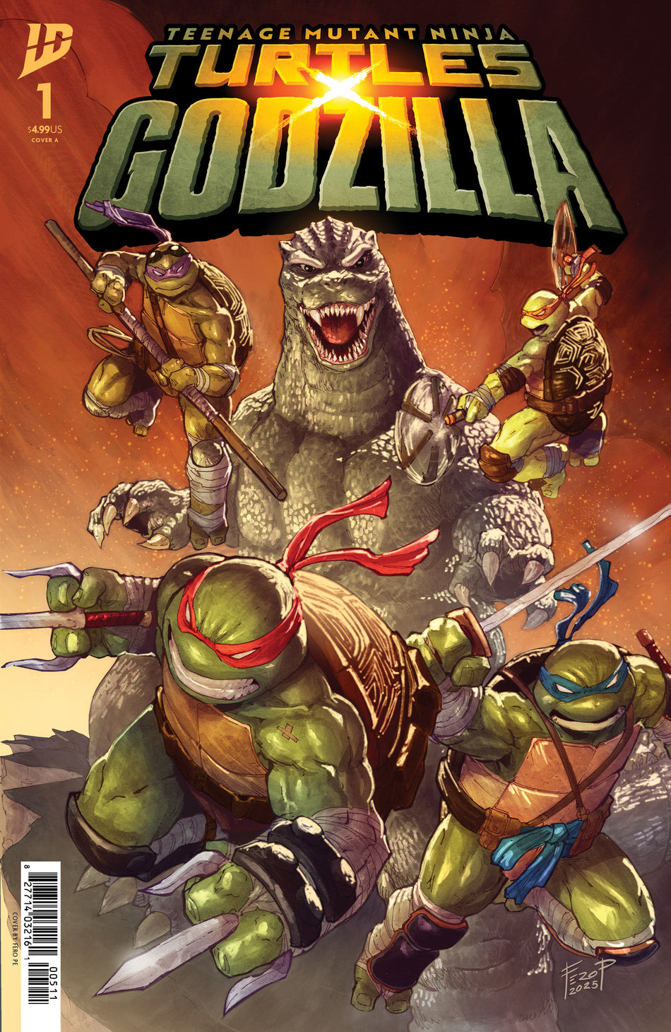 Stock Photo of Teenage Mutant Ninja Turtles X Godzilla #1 CVR A Pe IDW Publishing Comics sold by Stronghold Collectibles of Acadiana Lafayette, LA