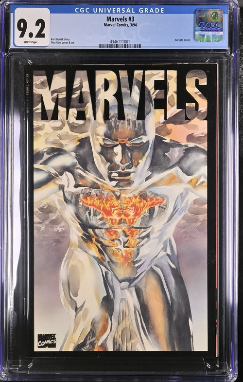 Marvels #3 CGC 9.2 Acetate Cover Alex Ross Cover Art