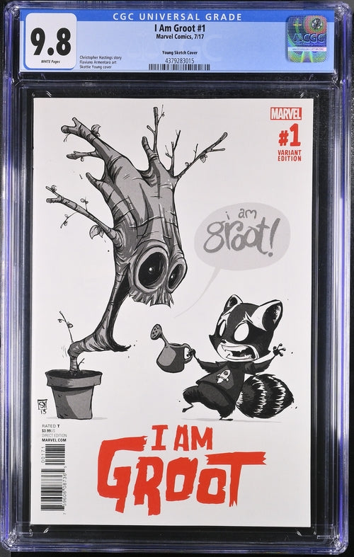 CGC 9.8 I Am Groot #1 Skottie Young Black & White Sketch 1:50 Ratio Variant RARE HTF