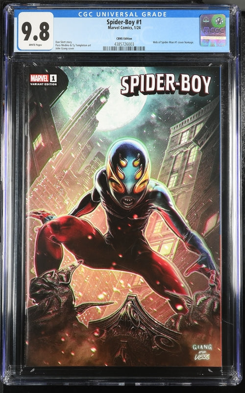 Spider-Boy #1 CGC 9.8 CBNS Edition John Giang Web of Spider-Man #1 cover homage Shared Store Variant LTD 1200