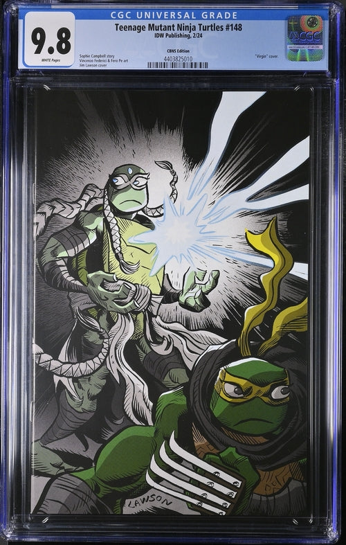 CGC 9.8 Teenage Mutant Ninja Turtles (TMNT) #148 Virgin Jim Lawson Exclusive 6 of 6 [Limited to 777]