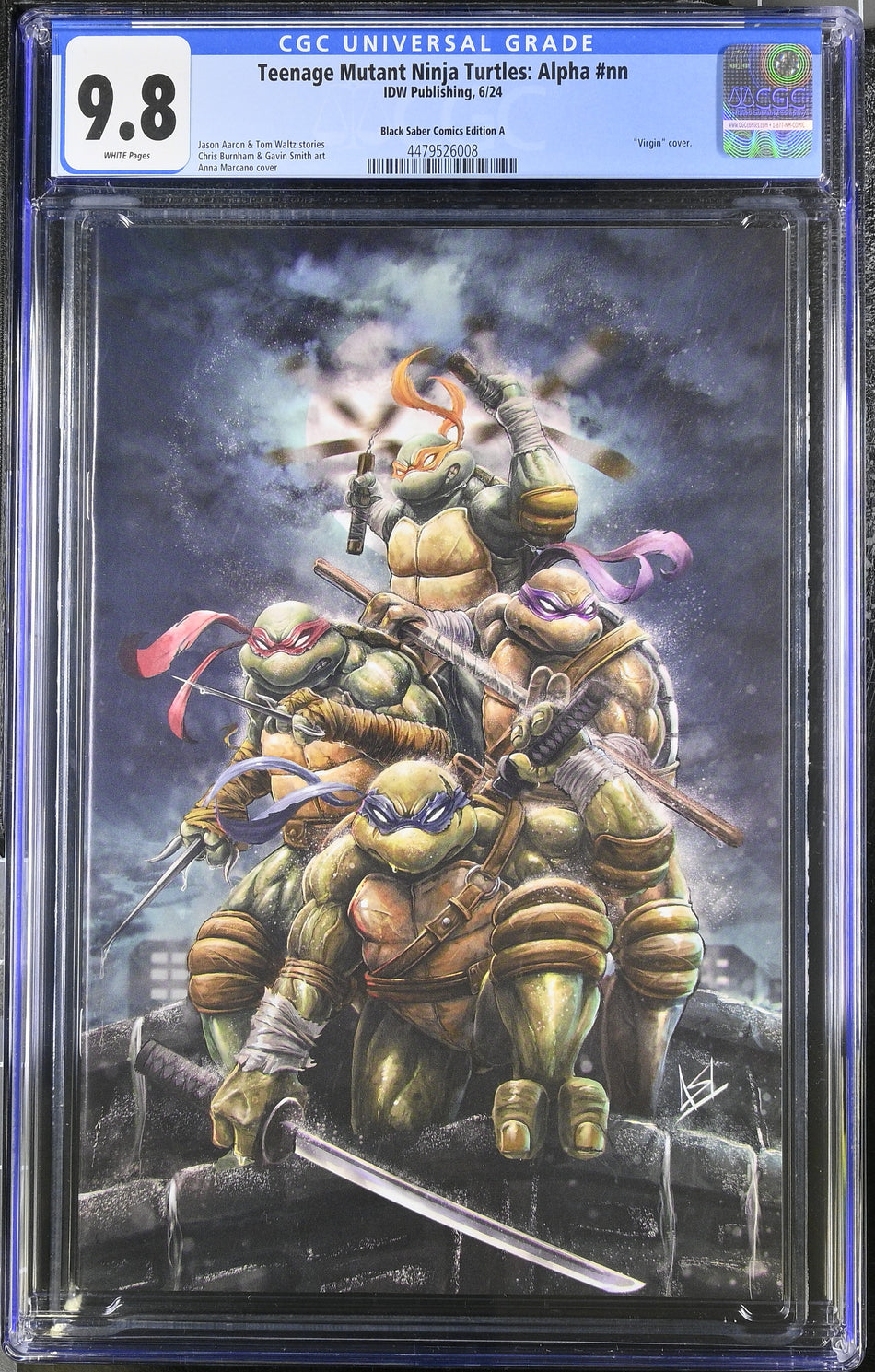 CGC 9.8 Teenage Mutant Ninja Turtles Alpha #nn Anna Marcano Virgin Variant LTD 500