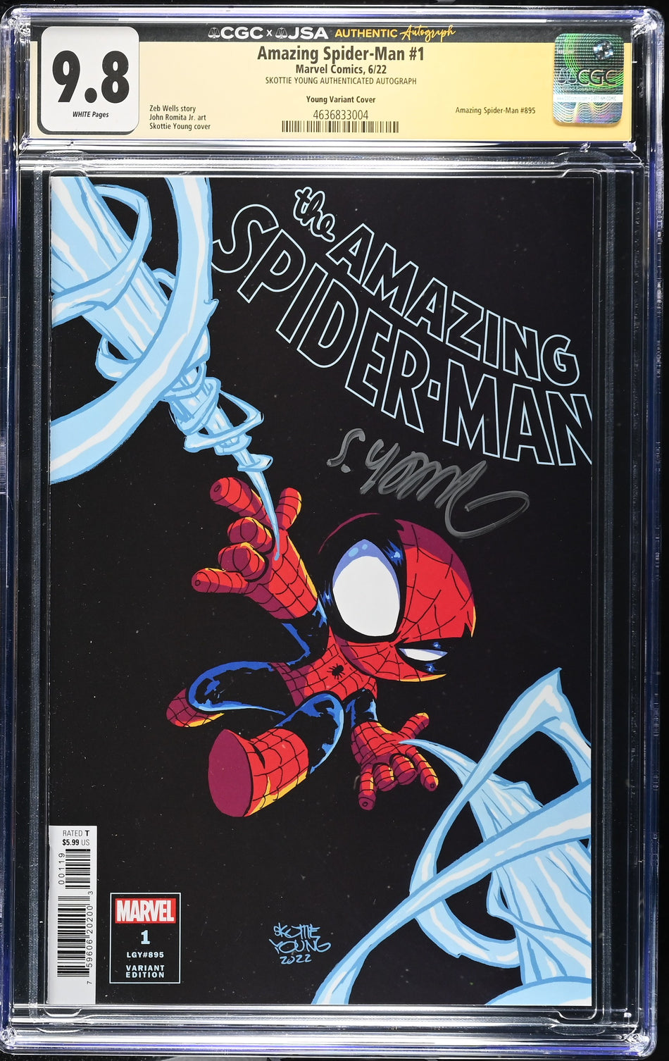 CGC 9.8 Amazing Spider-Man V6 #1 Young Variant SIGNED by Skottie Young