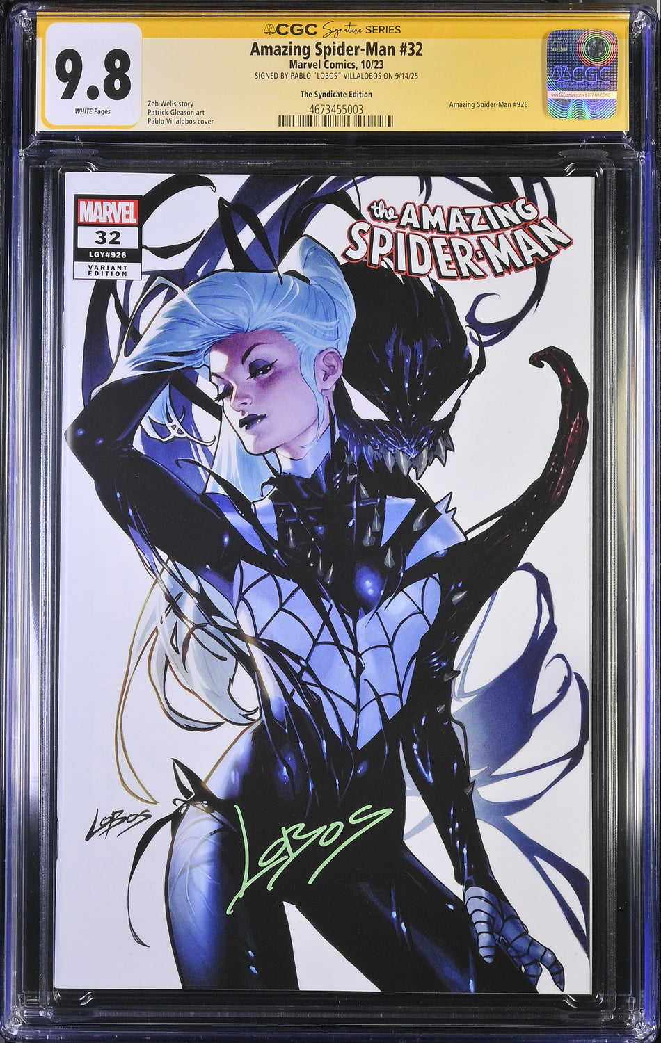 CGC 9.8 Amazing Spider-Man #32 [G.O.D.S] LOBOS Variant SIGNED BY LOBOS