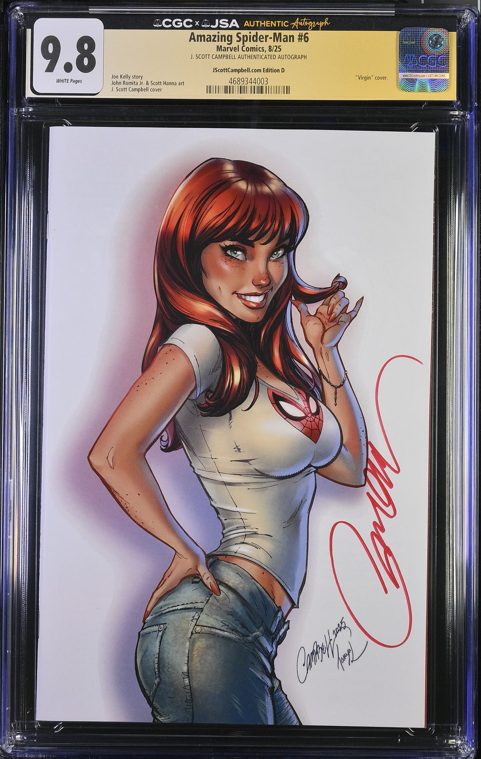 CGC 9.8 Amazing Spider-Man #6 Cover D J Scott Campbell JSC Artist EXCLUSIVE Cover D "MJ" Virgin LTD 1,000 SIGNED
