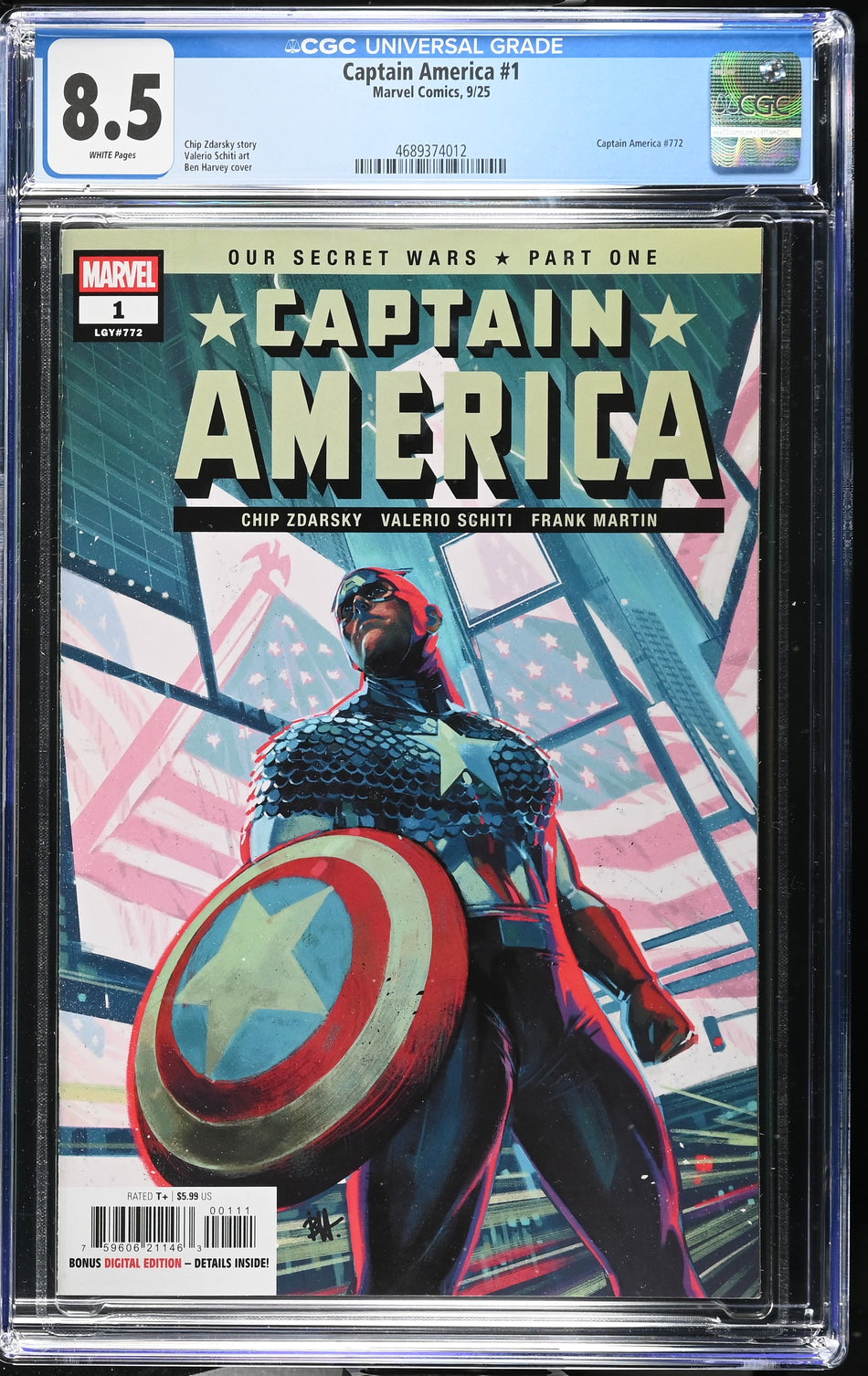 CGC 8.5 Captain America #1 Ben Harvey Cover