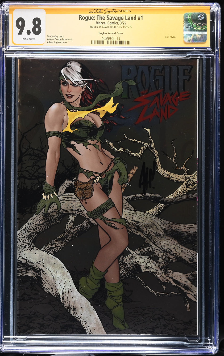 CGC Signature Series 9.8 Rogue The Savage Land #1 Adam Hughes Foil Variant Cover SIGNED BY HUGHES