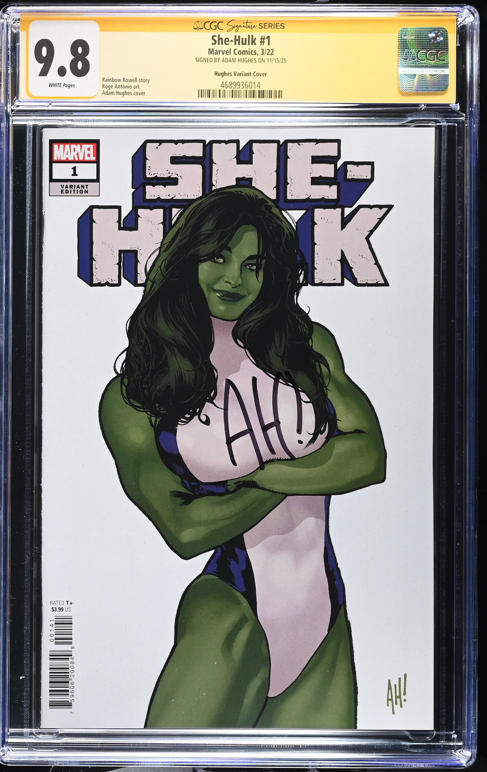 CGC Signature Series 9.8 She-Hulk #1 Adam Hughes Variant SIGNED BY HUGHES