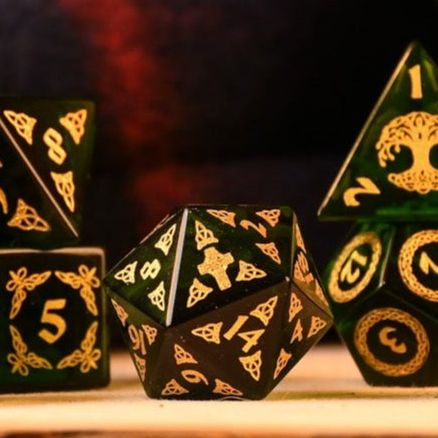 Celtic Green Glass Dice Set - Dice Around the World Collection ...