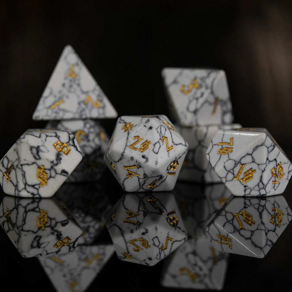 White Howlite Stone Dice Set