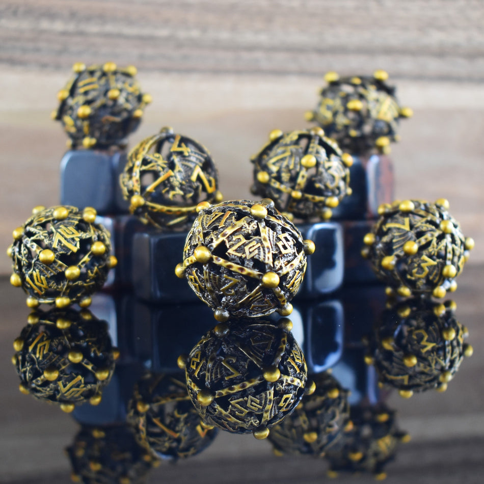 Orb of the Dragon Hollow Metal Dice Set - Gold