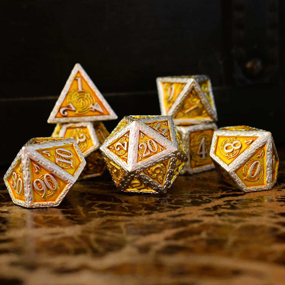 Ballad of the Bard Gold and Silver Metal Dice Set