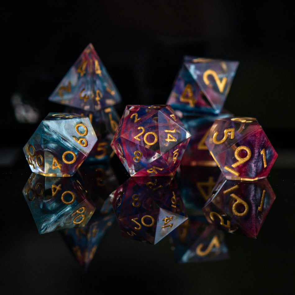 Plasma Gold Sharp-Edged Resin Dice Set