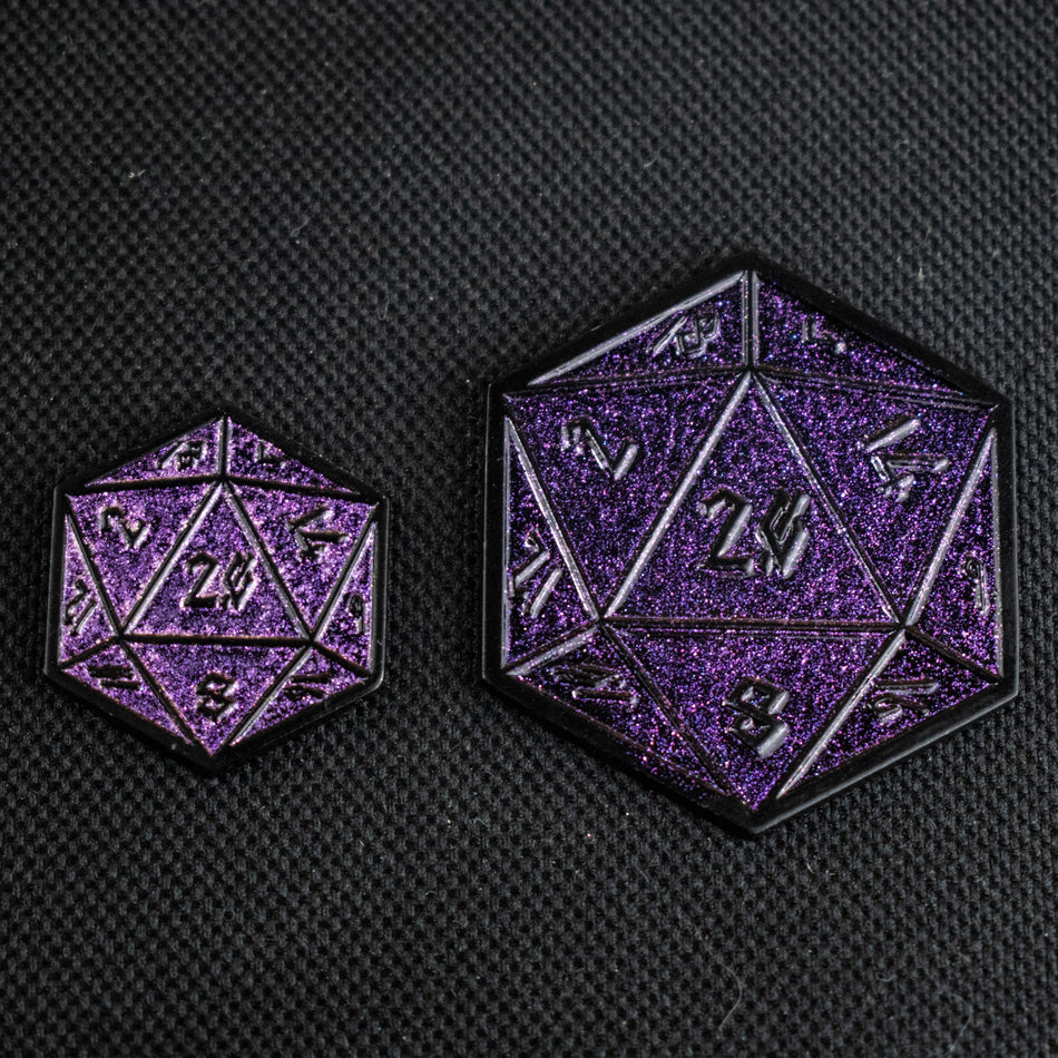 Purple Glitter D20 Pin