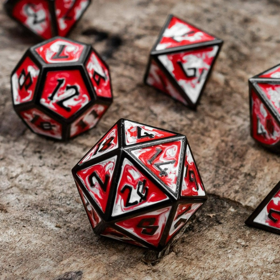 Elder Runes Blood Chalice Metal Dice Set