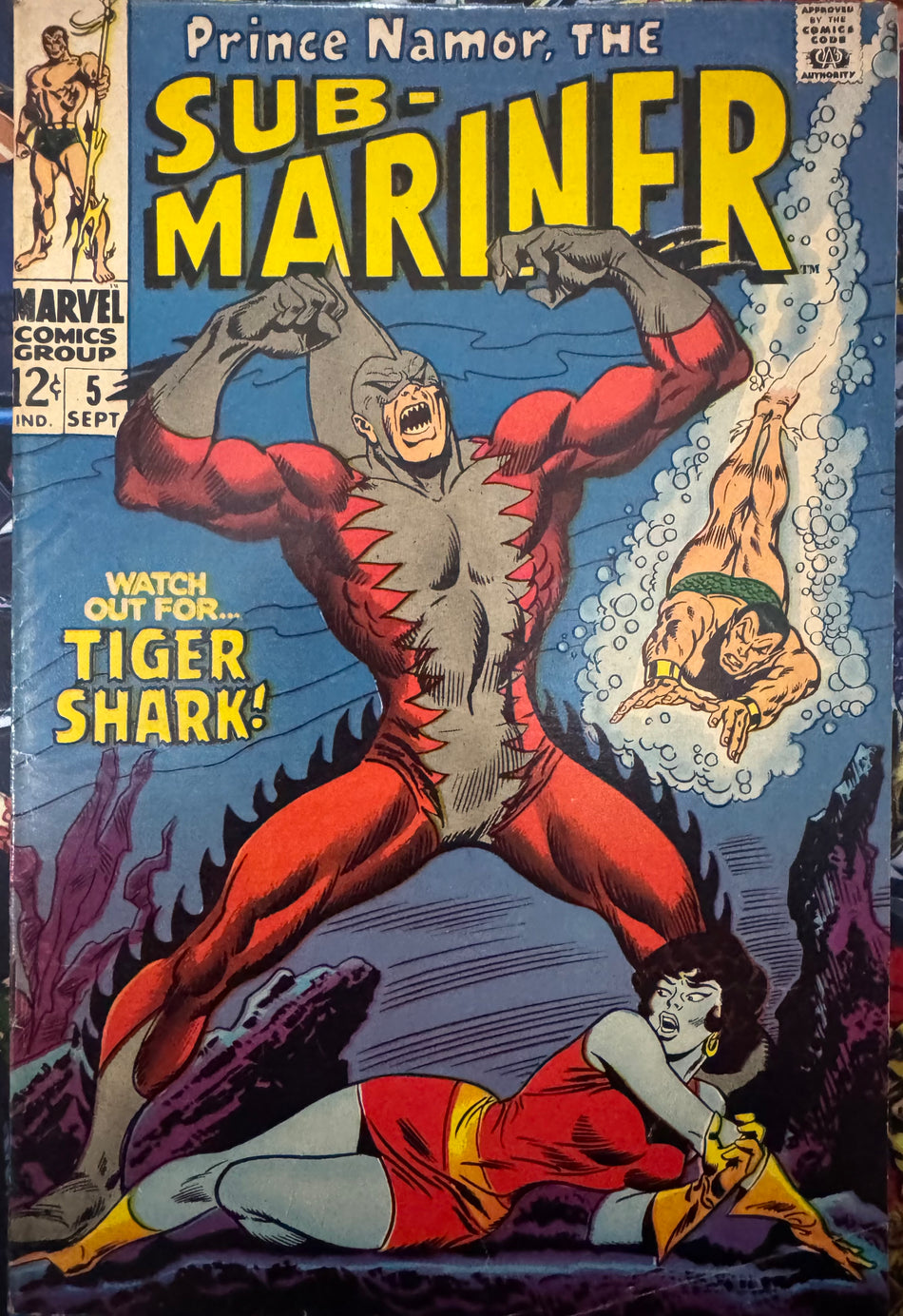 Sub-Mariner #5 (1968) 1st App Tiger Shark VG