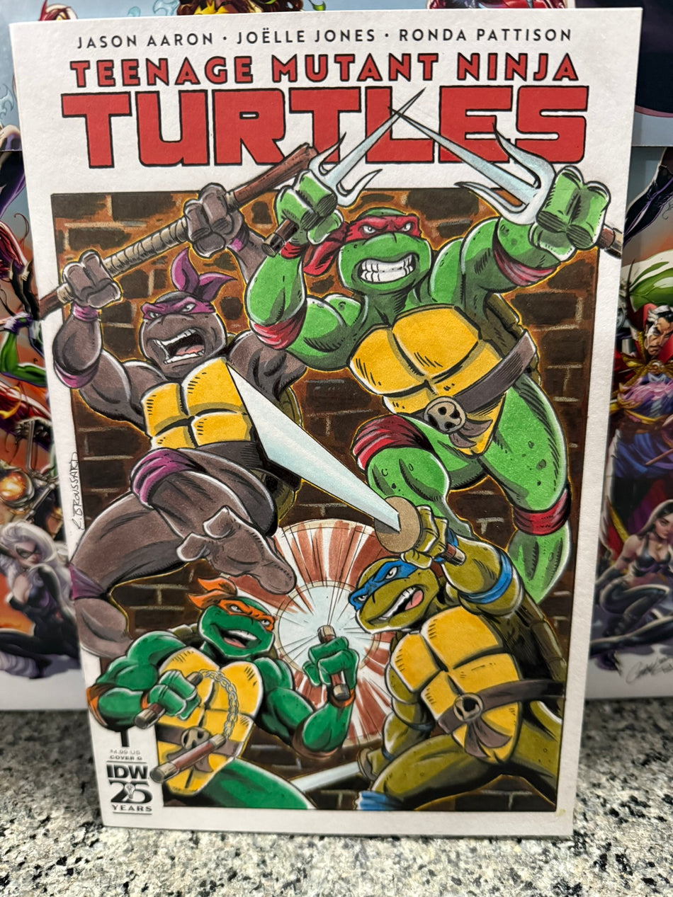 CHARITY AUCTION - Comic Sketch Cover, TMNT 1, TMNT team original cover art, Rob Broussard-image-1