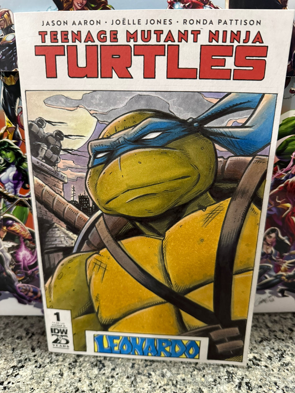 CHARITY AUCTION - Comic Sketch Cover, TMNT 1, Leonardo original cover art, Rob Broussard-image-1