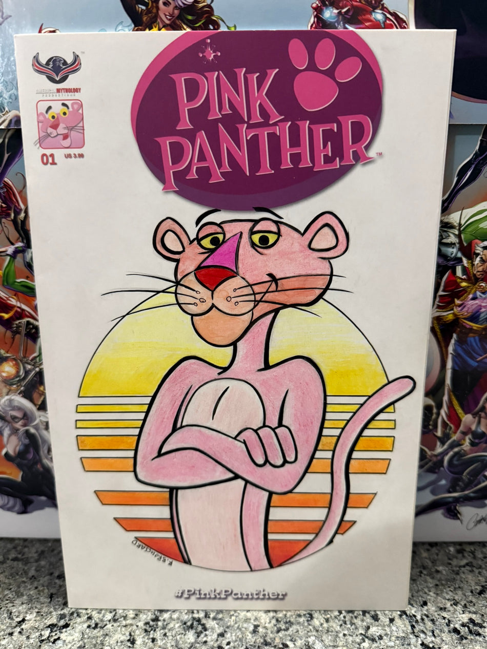 CHARITY AUCTION - Comic Sketch Cover, Pink Panther 1, Pink Panther original cover art, Rob Broussard-image-1
