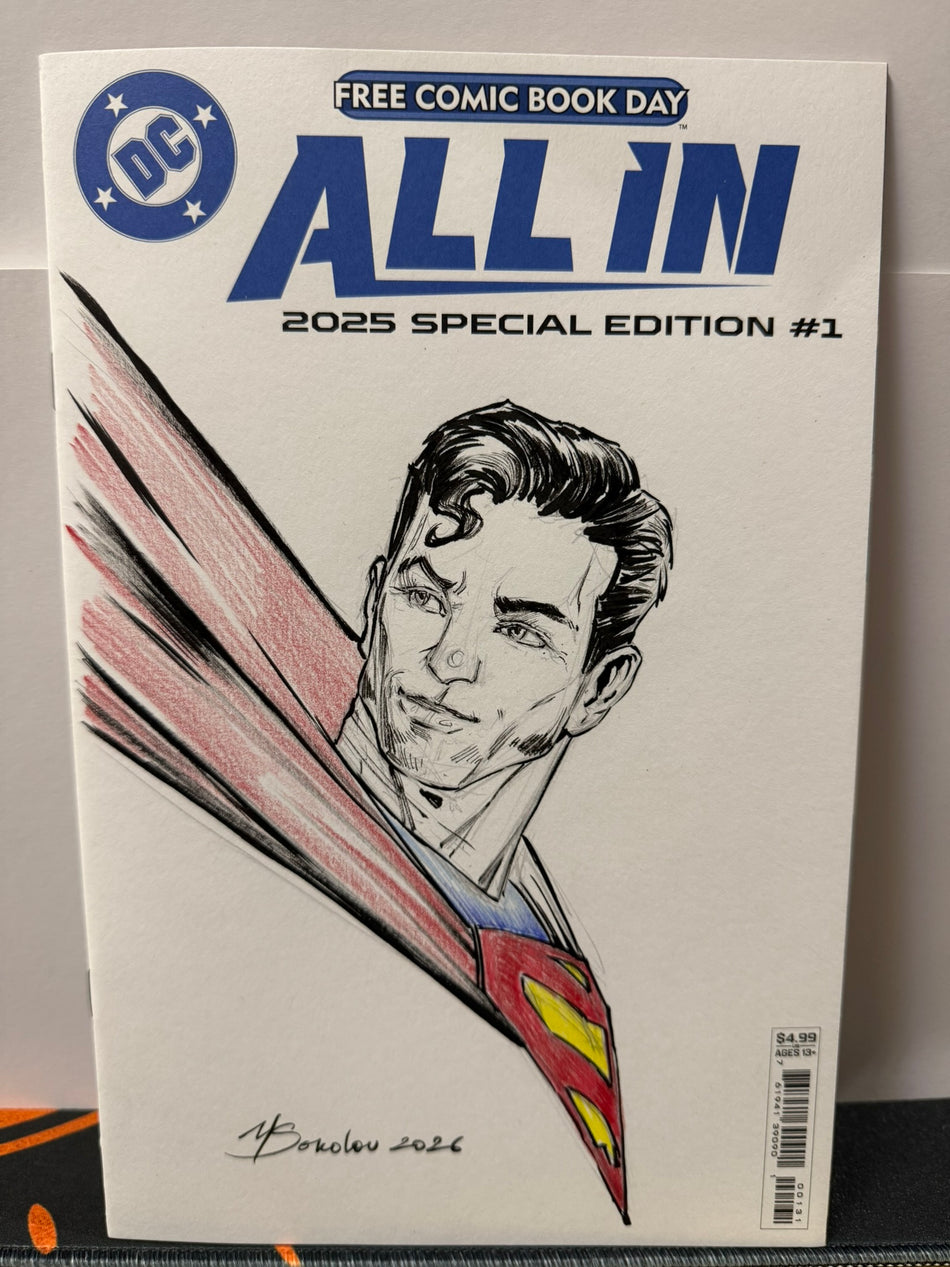 #4 CHARITY AUCTION - Comic Sketch Cover, ALL IN 2025 Special, Superman original cover art, Yevgeny Sokolov-image-1