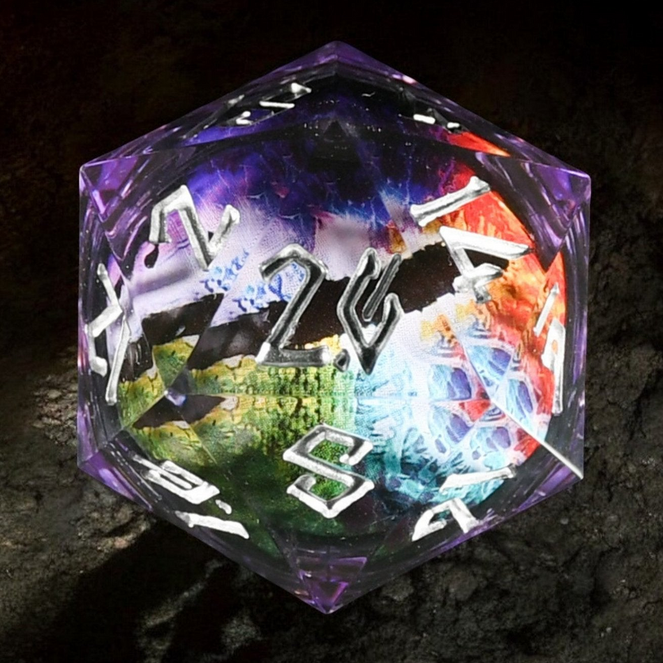 Rainbow Dragon (Purple/Silver) Liquid Core 50mm D20