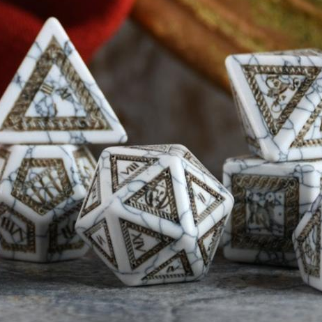 Roman White Howlite Stone Dice Set