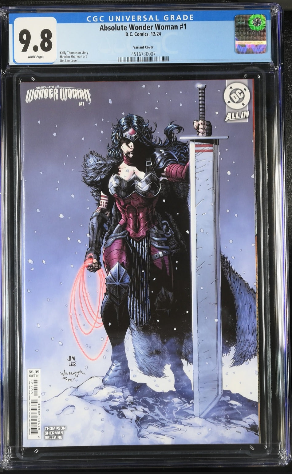 CGC 9.8 Absolute Wonder Woman #1 CVR C Jim Lee Card Stock Variant