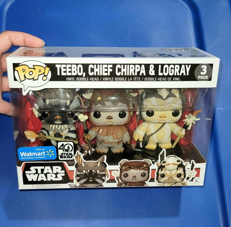 Funko Pop! Star Wars Ewok 3 Pack Walmart Exclusive! SHIPS IN A SOFT POP PROTECTOR!