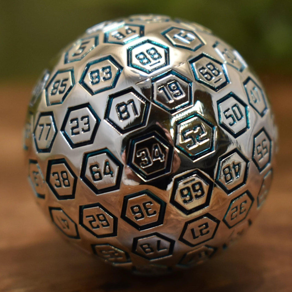 The Orb D100 -  Aqua and Silver Metal Die