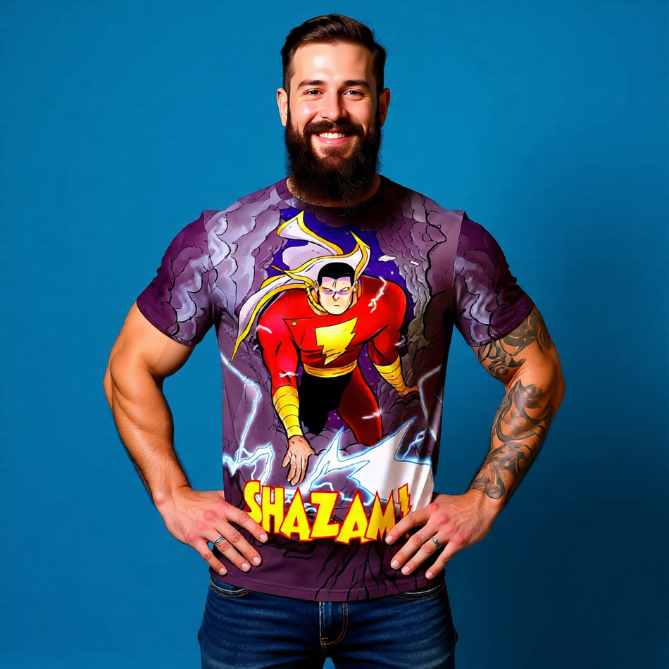 SHAZAM PIN UP ALL OVER PRINT SHIRT AND TANK TOP- KEVIN SMITH ART