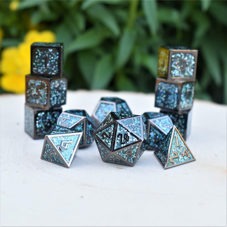 Elder Runes Midnight Dance Metal Dice Set