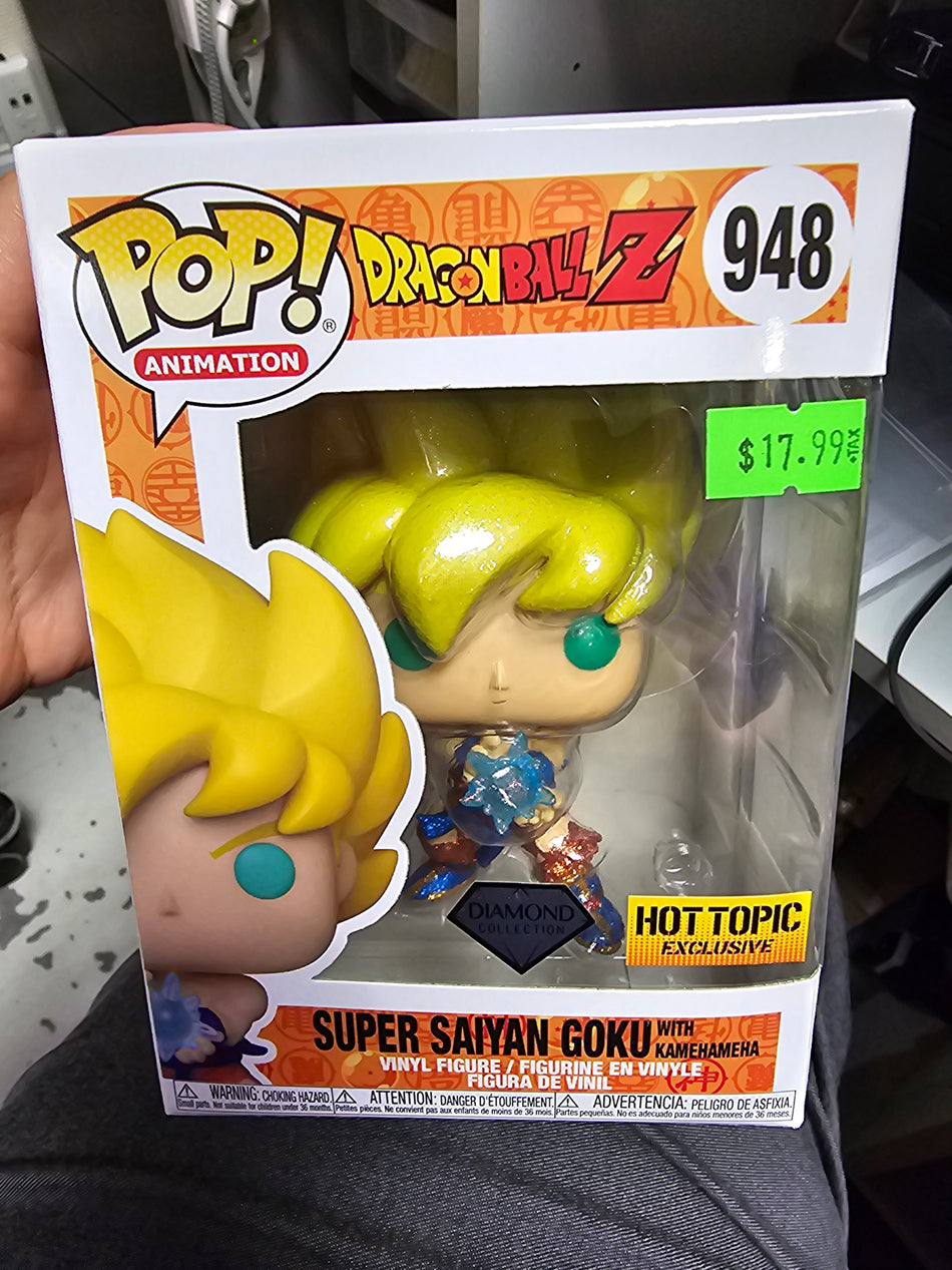 Funko Pop! Dragon Ball Z Super Saiyan Goku with Kamehameha #948 Diamond Hot Topic Exclusive
