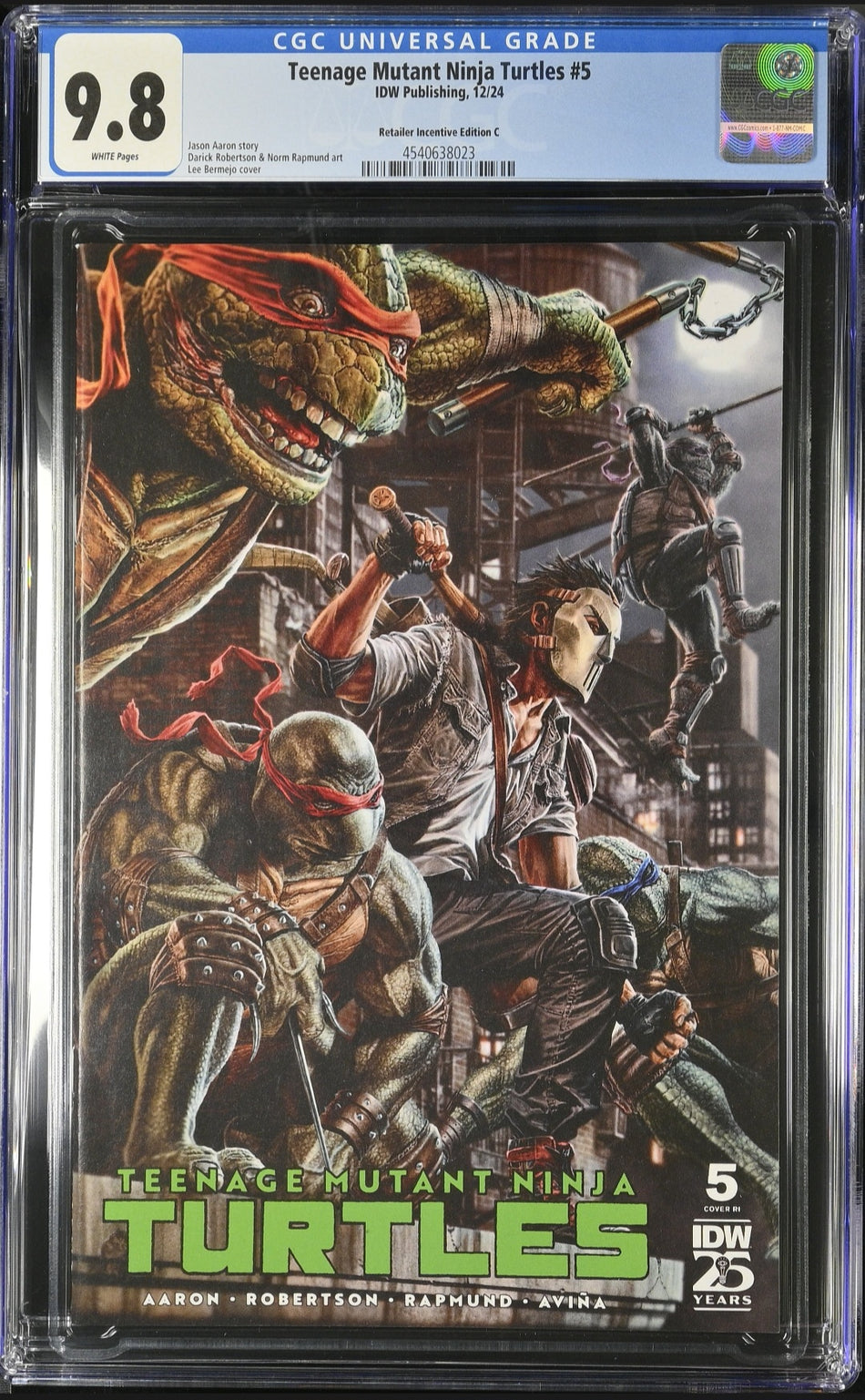 CGC 9.8 TMNT Teenage Mutant Ninja Turtles 2024 #5 1:75 Bermejo Variant Edition