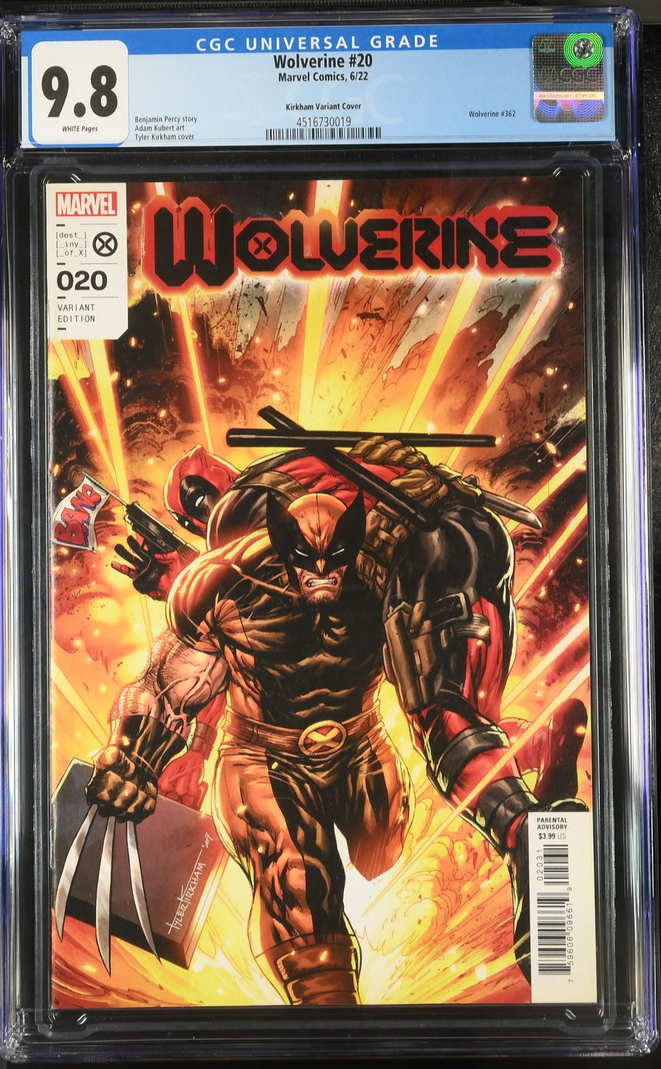 CGC 9.8 Wolverine #20 Tyler Kirkham 1:25 Ratio Variant