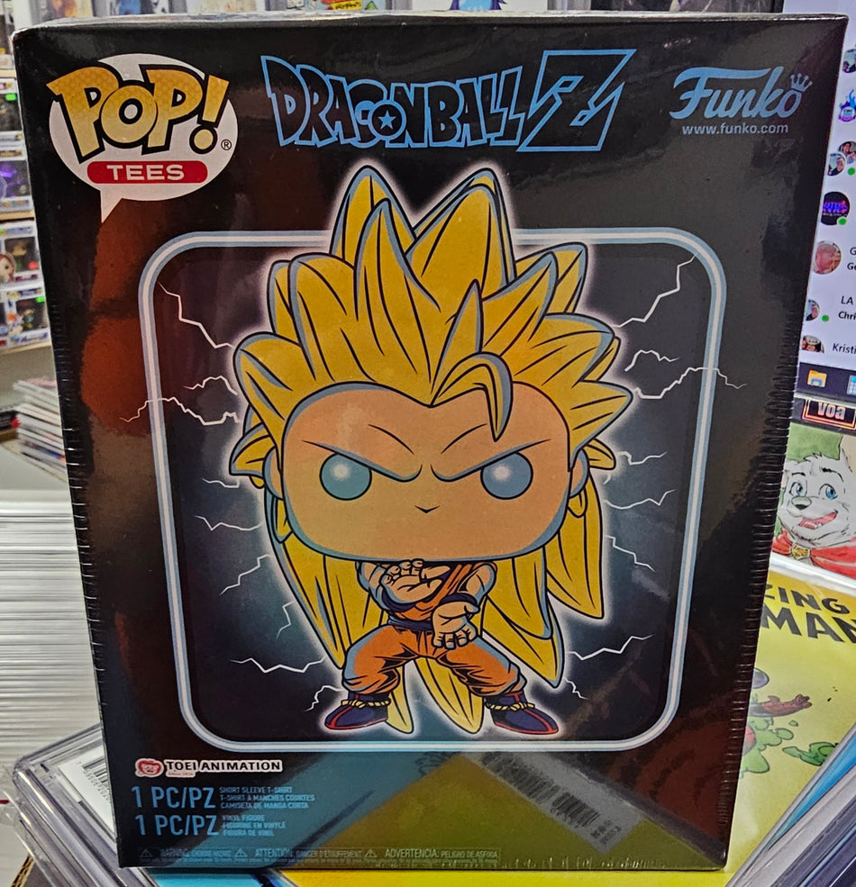 Funko Pop! Tees Dragon Ball Z Super Saiyan 3 Goku GITD & XL T-Shirt - SEALED