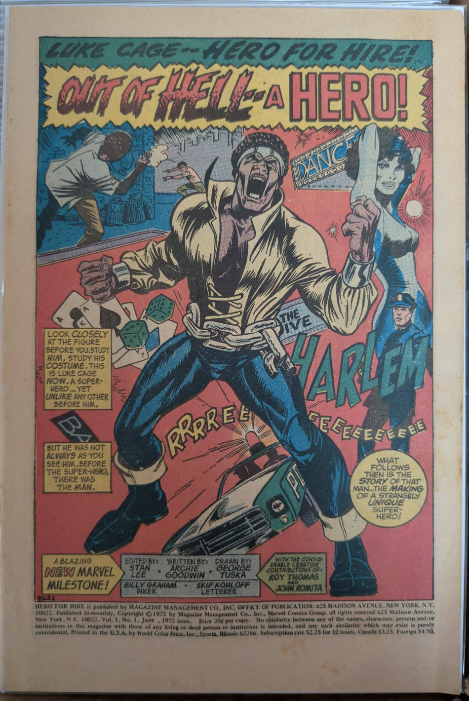 Hero for Hire #1 (no cover) 1st Luke Cage
