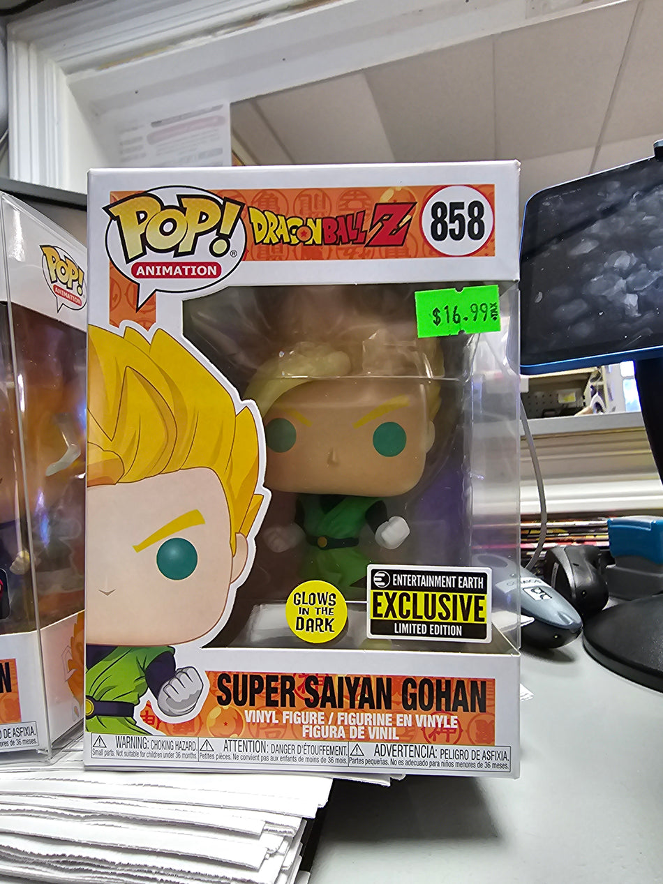 Funko Pop! Dragon Ball Z Super Saiyan Gohan #858 EE Glow in the Dark Exclusive