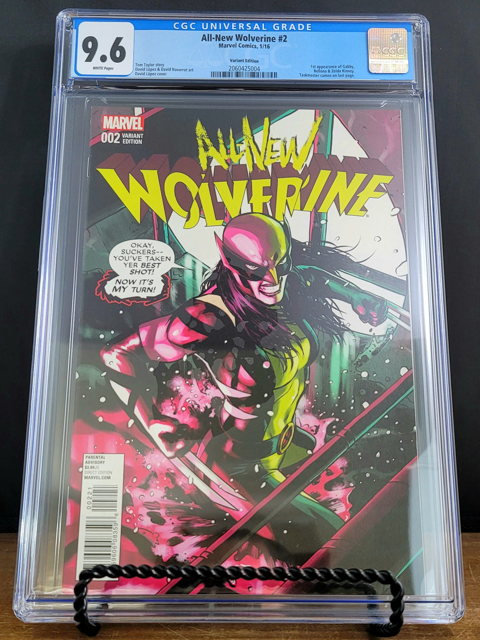 All-New Wolverine (2015) #2 CGC 9.6 David Lopez Variant - 1st Appearance of Gabby