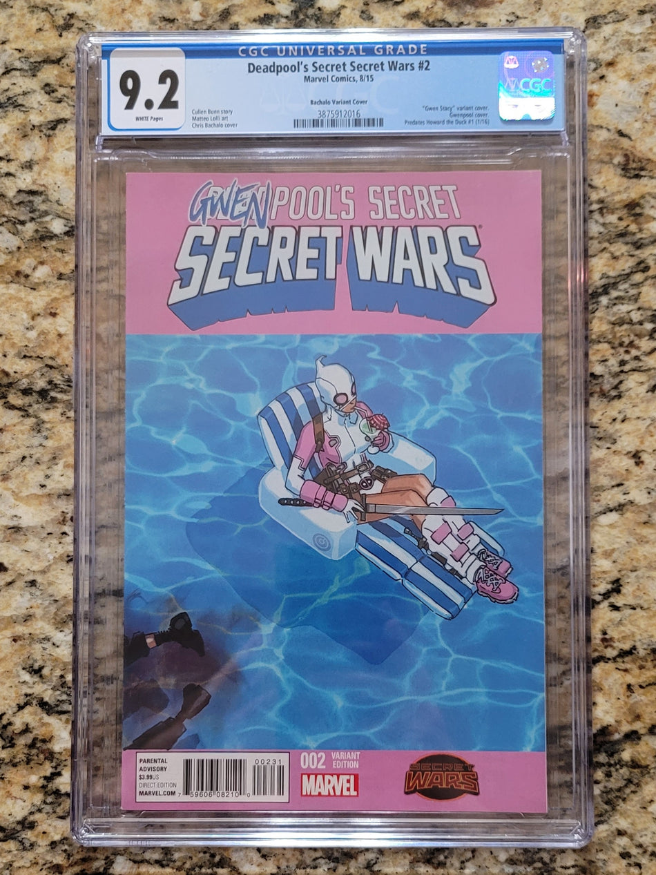 Deadpool's Secret Secret Wars #2 CGC 9.2 Bachalo Var - 1st Gwenpool on Cover!
