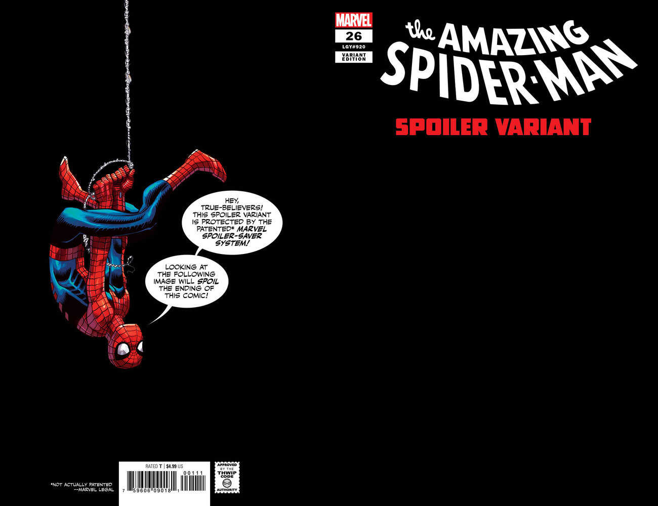 Stock photo of Amazing Spider-Man 26 Gary Frank Spoiler Variant comic sold by Stronghold Collectibles