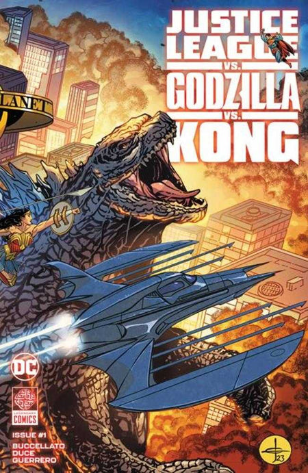 Stock photo of Justice League vs Godzilla vs Kong #1 (Of 7) CVR A Drew Johnson Wraparound Cover Comicssold by Stronghold Collectibles