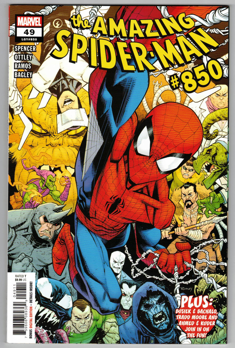 Photo of Near Mint The Amazing Spider-Man, Vol. 5 (2020) Issue 49/850 A Regular Ryan Ottley Cover Chapter One: Unstoppable/Chapter Two: The Debt/Chapter Three: Your Choice/All You Need Is...?/Four Shoes!/A Family Affair Comic sold by Stronghold Collectibles