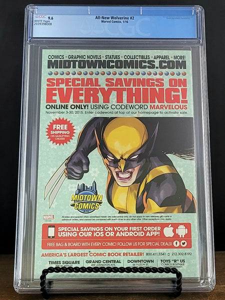 Photo of All-New Wolverine (2015) Issue 2A - CGC 9.6 Near Mint + (1st Honey Badger) Comic sold by Stronghold Collectibles